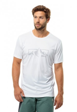 T Shirts Jack Wolfskin Peak Graphic Homme Blanche | 17577567