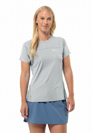 T Shirts Jack Wolfskin Prelight Chill Femme Grise | 33357137