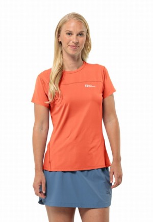 T Shirts Jack Wolfskin Prelight Chill Femme Orange | 57211157