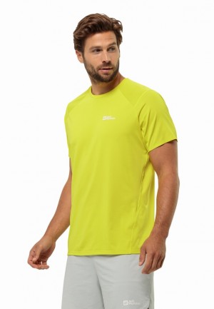 T Shirts Jack Wolfskin Prelight Chill Homme Jaune | 77704899