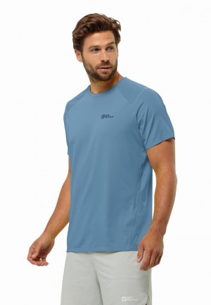 T Shirts Jack Wolfskin Prelight Chill Homme Bleu | 30919252