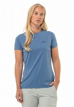 T Shirts Jack Wolfskin Prelightrail Femme Bleu | 35354071