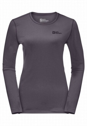 T Shirts Jack Wolfskin Skyhermal L/s Femme Grise | 46890009