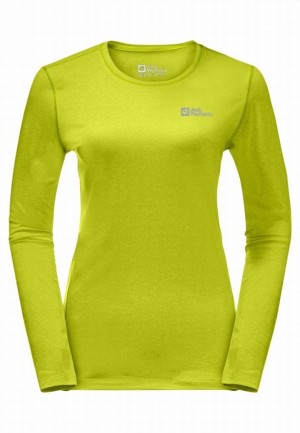 T Shirts Jack Wolfskin Skyhermal L/s Femme Vert | 77405431