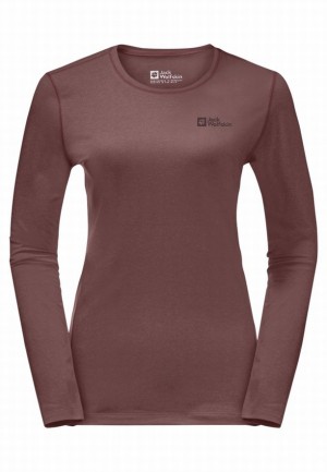 T Shirts Jack Wolfskin Skyhermal L/s Femme Rouge | 38813148