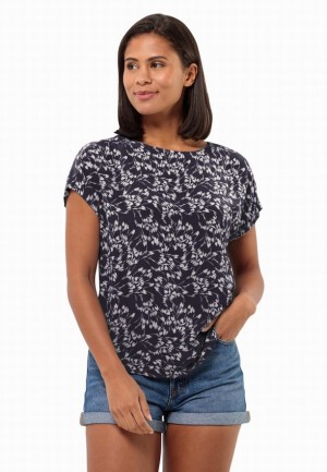 T Shirts Jack Wolfskin Sommerwiese Femme Bleu Marine | 31133847