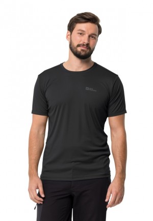 T Shirts Jack Wolfskin Tech Homme Noir | 78033956