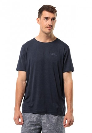 T Shirts Jack Wolfskin Travel Homme Bleu Marine | 22771493