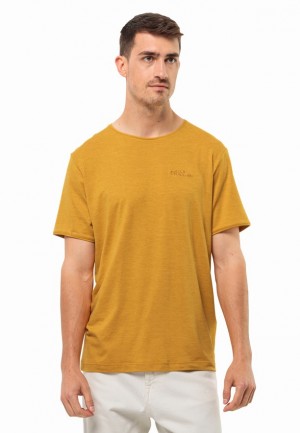 T Shirts Jack Wolfskin Travel Homme Jaune | 67495631