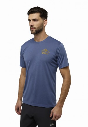 T Shirts Jack Wolfskin Vonnan Graphic Homme Bleu Marine | 13314083