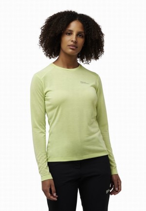 T Shirts Jack Wolfskin Vonnan Ls Femme Jaune | 94403625