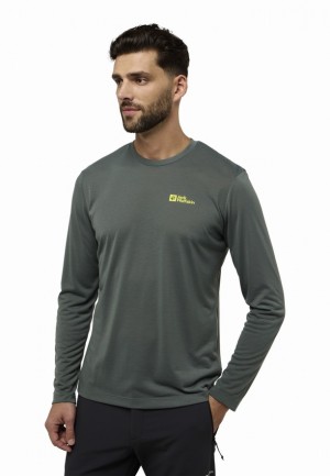 T Shirts Jack Wolfskin Vonnan Ls Homme Vert | 79126376