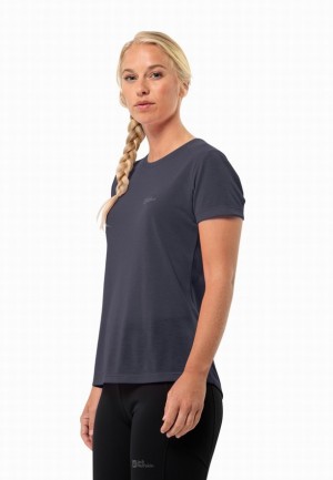 T Shirts Jack Wolfskin Vonnan S/s Femme Bleu Marine | 48751275