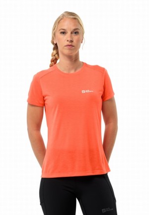 T Shirts Jack Wolfskin Vonnan S/s Femme Orange | 85309636