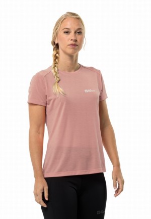 T Shirts Jack Wolfskin Vonnan S/s Femme Rose | 37943546