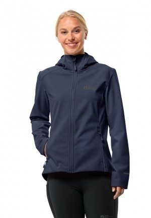 Veste Softshell Jack Wolfskin Bornberg Hoody Femme Bleu Marine | 15348125