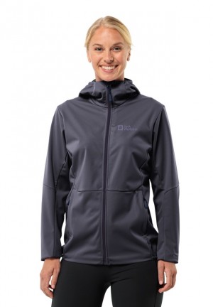 Veste Softshell Jack Wolfskin Feldberg Hoody Femme Bleu Marine | 40889174