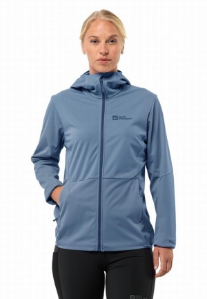 Veste Softshell Jack Wolfskin Feldberg Hoody Femme Bleu | 18731724