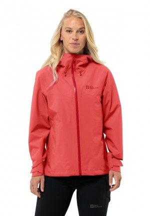 Vestes De Pluie Jack Wolfskin Highest Peak 3l Femme Rouge | 79016930