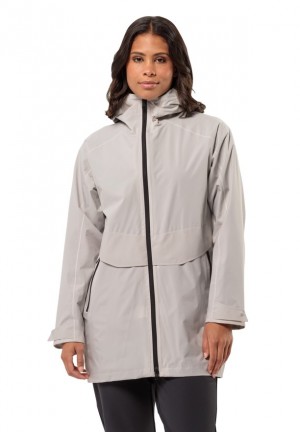 Vestes De Pluie Jack Wolfskin Mainkai Long Femme Blanche | 11787784