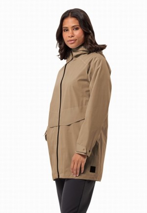 Vestes De Pluie Jack Wolfskin Mainkai Long Femme Kaki | 98232338