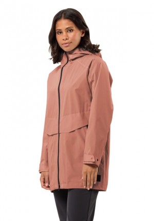 Vestes De Pluie Jack Wolfskin Mainkai Long Femme Rose | 96346289