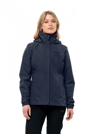 Vestes De Pluie Jack Wolfskin Stormy Point 2l Femme Bleu Marine | 26899743