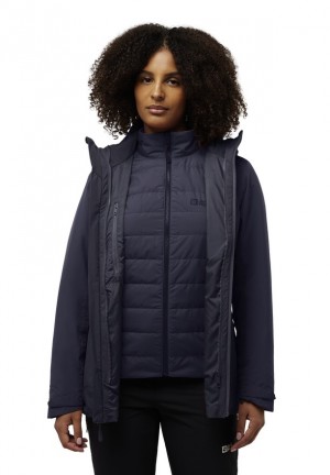 Vestes Jack Wolfskin Hunberg 3in1 Femme Bleu Marine | 82121086