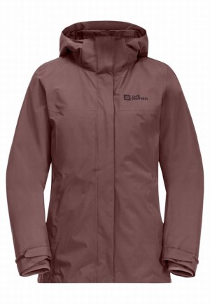 Vestes Jack Wolfskin Luntal 3in1 Femme Rouge | 55381324