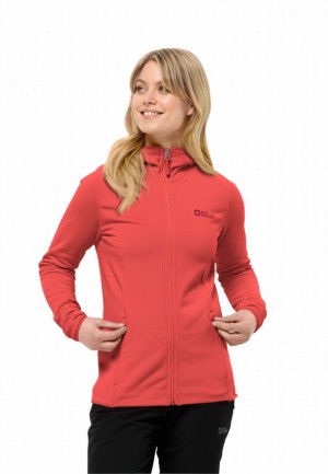 Vestes Polaires Jack Wolfskin Baiselberg Hooded Fz Femme Rouge | 54480666