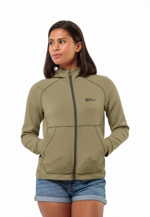 Vestes Polaires Jack Wolfskin Fernweh Hooded Femme Vert Olive | 19142454
