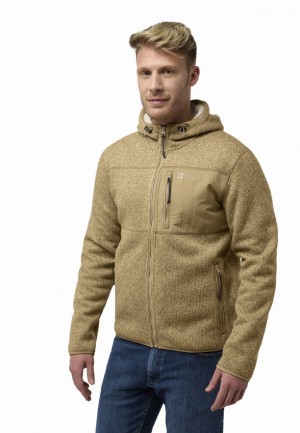 Vestes Polaires Jack Wolfskin Kaminfeuer Hooded Homme Kaki | 94913327