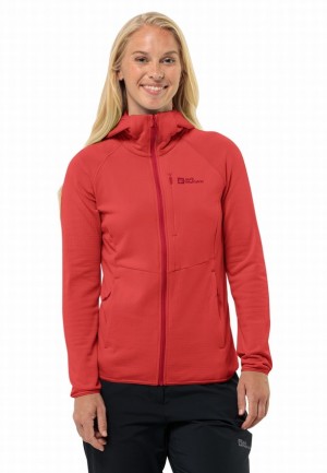 Vestes Polaires Jack Wolfskin Kolbenberg Hooded Fz Femme Rouge | 68333985