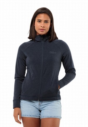 Vestes Polaires Jack Wolfskin Waldsee Hooded Femme Bleu Marine | 55168956